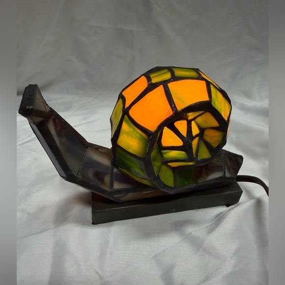 Other - Vintage Tiffany-Style Stained Glass Snail Accent Lamp – Whimsical Night Light